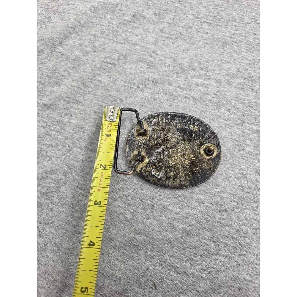 Vintage Solid Brass Clipper Sailing Ship Round Belt Buckle Sea